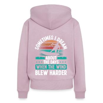 Kiteboarder Wind Kitesurf Kitesurf Rétro Kite - Sweat à capuche zippé Premium bio Femme - rose poudré - Dos - Julia (174cm)