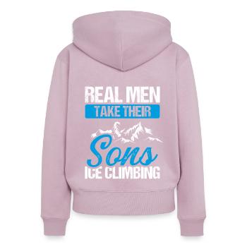Ice Climber Real Men take their Sons Ice - Frauen Premium Bio Zip Hoodie - Altrosa - Hinten - Julia (174cm)