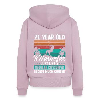 21 Birthday Kiteboarding 21 Years Old Kitesurfing - Frauen Premium Bio Zip Hoodie - Altrosa - Hinten - Julia (174cm)