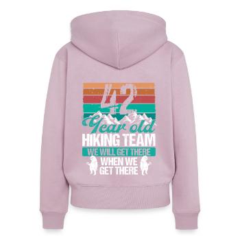 42 Birthday Sloth Hiking Mountains 42 Year Old - Frauen Premium Bio Zip Hoodie - Altrosa - Hinten - Julia (174cm)