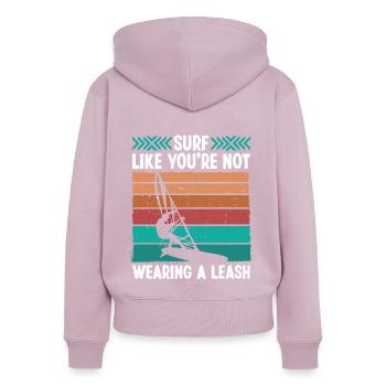 Windsurfing Vintage Wearing Leash Retro Windsurfer - Frauen Premium Bio Zip Hoodie - Altrosa - Hinten - Julia (174cm)