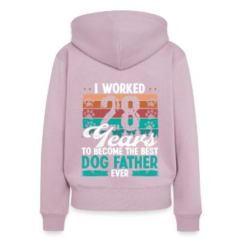 28 Year Old Best Dog Father 28 Birthday Dog Dad - Women's Premium Organic Zip Hoodie - dusky pink - Back - Julia (174cm)