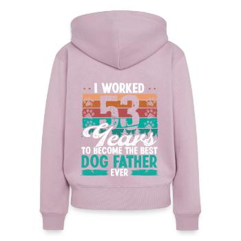 53 Year Old Best Dog Father 53 Birthday Dog Dad - Women's Premium Organic Zip Hoodie - dusky pink - Back - Julia (174cm)