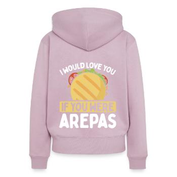 Vénézuélien Arepa Lover Cuisine traditionnelle colombienne - Sweat à capuche zippé Premium bio Femme - rose poudré - Dos - Julia (174cm)