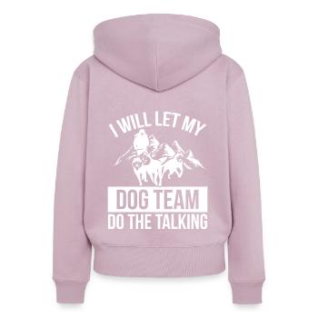 Alaska Mushing Dog Team Sled Dog Racing Husky - Frauen Premium Bio Zip Hoodie - Altrosa - Hinten - Julia (174cm)