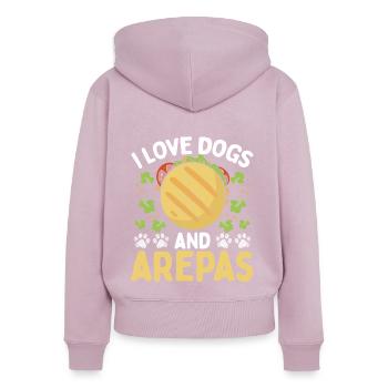 Vénézuélien Nourriture Propriétaire de chien Arepas Amoureux Colombien - Sweat à capuche zippé Premium bio Femme - rose poudré - Dos - Julia (174cm)