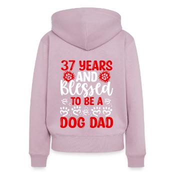37 Anniversaire Chien Béni Papa 37 Ans Chien Père - Sweat à capuche zippé Premium bio Femme - rose poudré - Dos - Julia (174cm)