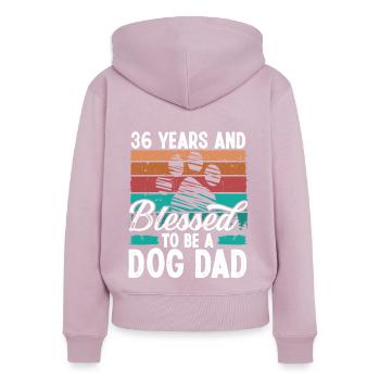 36 ans Chien Papa 36 Anniversaire Rétro Chien Père - Sweat à capuche zippé Premium bio Femme - rose poudré - Dos - Julia (174cm)