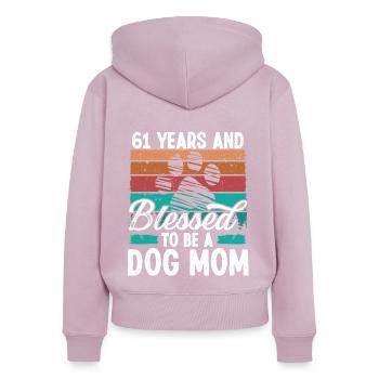 61 Year Old Dog Mom 61 Birthday Retro Dog Mother - Frauen Premium Bio Zip Hoodie - Altrosa - Hinten - Julia (174cm)