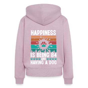 84 Year Old Happiness Dog Dad 84 Birthday Dog Mom - Frauen Premium Bio Zip Hoodie - Altrosa - Hinten - Julia (174cm)