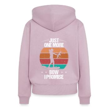 Pêche à l’arc Juste un arc de plus je promets Bowhunter - Sweat à capuche zippé Premium bio Femme - rose poudré - Dos - Julia (174cm)