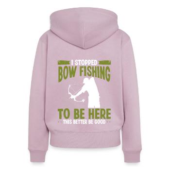 Bowfisher I stopped Bowfishing to be here Airboat - Women's Premium Organic Zip Hoodie - dusky pink - Back - Julia (174cm)