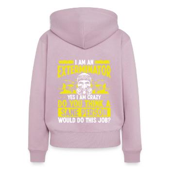Agent de lutte antiparasitaire - Sweat à capuche zippé Premium bio Femme - rose poudré - Dos - Julia (174cm)