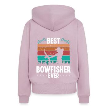 Bateau à l’arc Meilleur pêcheur à l’arc de tous les temps Chasseur à l’arc - Sweat à capuche zippé Premium bio Femme - rose poudré - Dos - Julia (174cm)