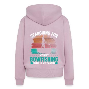 Bowfisher Bowfishing Spot Bowhunter Pêcheur - Sweat à capuche zippé Premium bio Femme - rose poudré - Dos - Julia (174cm)