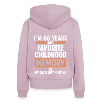 66 Year Old Humor Childhood Memory Funny Idea - Frauen Premium Bio Zip Hoodie - Altrosa - Hinten - Julia (174cm)