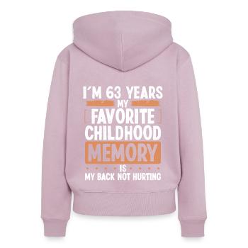 63 Year Old Humor Childhood Memory Funny Idea - Frauen Premium Bio Zip Hoodie - Altrosa - Hinten - Julia (174cm)
