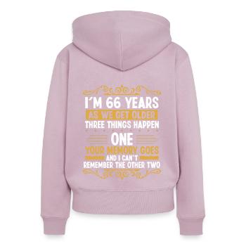 66 Idea Funny Memory goes out Year Old Humor - Frauen Premium Bio Zip Hoodie - Altrosa - Hinten - Julia (174cm)