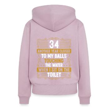 34 Year Old Funny Idea for Men Sarcasm Humor - Frauen Premium Bio Zip Hoodie - Altrosa - Hinten - Julia (174cm)