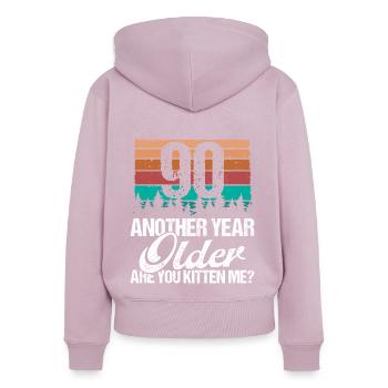 90 Year Old Funny Cat Lover Humor Kitten Me Idea - Frauen Premium Bio Zip Hoodie - Altrosa - Hinten - Julia (174cm)