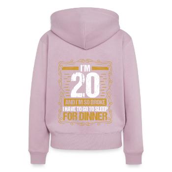 20 Idea Funny Go to Sleep for Dinner Year Humor - Frauen Premium Bio Zip Hoodie - Altrosa - Hinten - Julia (174cm)