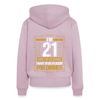 21 Idea Funny Go to Sleep for Dinner Year Humor - Frauen Premium Bio Zip Hoodie - Altrosa - Hinten - Julia (174cm)