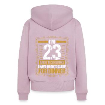 23 Idea Funny Go to Sleep for Dinner Year Humor - Frauen Premium Bio Zip Hoodie - Altrosa - Hinten - Julia (174cm)