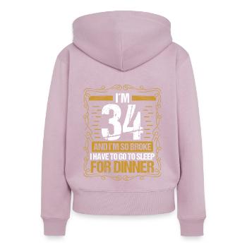 34 Idea Funny Go to Sleep for Dinner Year Humor - Frauen Premium Bio Zip Hoodie - Altrosa - Hinten - Julia (174cm)