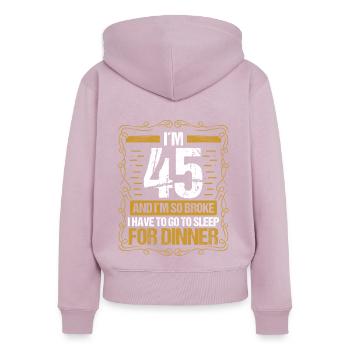 45 Idea Funny Go to Sleep for Dinner Year Humor - Frauen Premium Bio Zip Hoodie - Altrosa - Hinten - Julia (174cm)