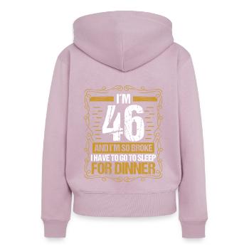 46 Idea Funny Go to Sleep for Dinner Year Humor - Frauen Premium Bio Zip Hoodie - Altrosa - Hinten - Julia (174cm)