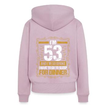 53 Idea Funny Go to Sleep for Dinner Year Humor - Frauen Premium Bio Zip Hoodie - Altrosa - Hinten - Julia (174cm)