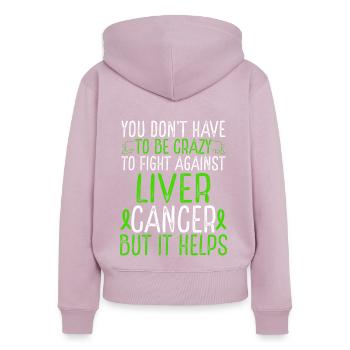 Liver Cancer Awareness Have to be Crazy Fighter - Frauen Premium Bio Zip Hoodie - Altrosa - Hinten - Julia (174cm)
