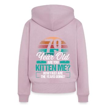 79 Year Old Funny Cat Owner Birthday Idea Kitten - Frauen Premium Bio Zip Hoodie - Altrosa - Hinten - Julia (174cm)