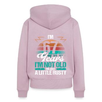 67 Birthday Idea Funny Im not old Humor Year Old67 - Frauen Premium Bio Zip Hoodie - Altrosa - Hinten - Julia (174cm)