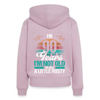 90 Birthday Idea Funny Im not old Humor Year Old90 - Frauen Premium Bio Zip Hoodie - Altrosa - Hinten - Julia (174cm)