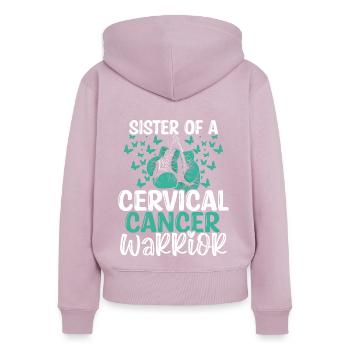 Cervical Cancer Awareness Sister Twins Sibling - Women's Premium Organic Zip Hoodie - dusky pink - Back - Julia (174cm)