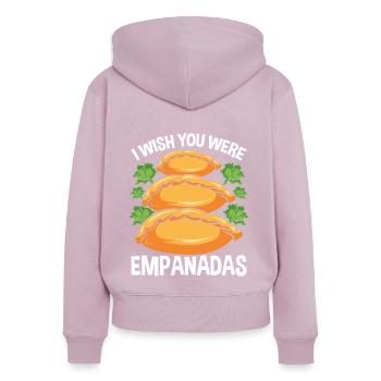 Empada Lover J’aimerais que tu sois Empanadas Colombia - Sweat à capuche zippé Premium bio Femme - rose poudré - Dos - Julia (174cm)