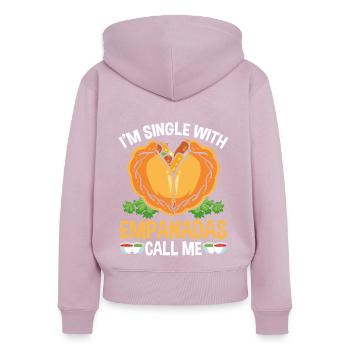 Empada Lover Im single avec Empanadas ColombiaEmpa - Sweat à capuche zippé Premium bio Femme - rose poudré - Dos - Julia (174cm)
