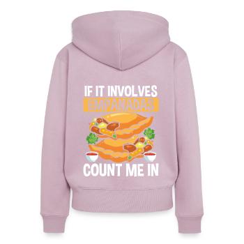 Empada Lover S’il s’agit d’Empanadas Colombia - Sweat à capuche zippé Premium bio Femme - rose poudré - Dos - Julia (174cm)