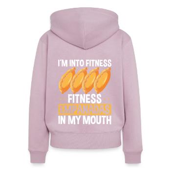 Empada Lover Im into fitness Empanadas ColombiaEmp - Sweat à capuche zippé Premium bio Femme - rose poudré - Dos - Julia (174cm)