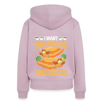 Empada Lover Je veux Empanadas Maker Colombie - Sweat à capuche zippé Premium bio Femme - rose poudré - Dos - Julia (174cm)