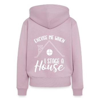 Home Staging Excuse me when I stage a house - Frauen Premium Bio Zip Hoodie - Altrosa - Hinten - Julia (174cm)