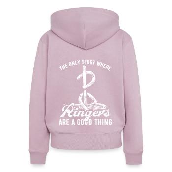 Horseshoe Pitching Wrestler Horseshoe Tosser Thrower - Women's Premium Organic Zip Hoodie - dusky pink - Back - Julia (174cm)