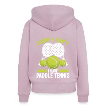 Équipe de paddle-tennis Désolé, je ne peux pas avoir PaddlePaddl - Sweat à capuche zippé Premium bio Femme - rose poudré - Dos - Julia (174cm)