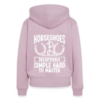 Joueur de lanceur de fer à cheval Lanceur de fer à cheval dur - Sweat à capuche zippé Premium bio Femme - rose poudré - Dos - Julia (174cm)
