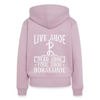 Horseshoe Pitching Game Horseshoe Tosser Thrower - Women's Premium Organic Zip Hoodie - dusky pink - Back - Julia (174cm)