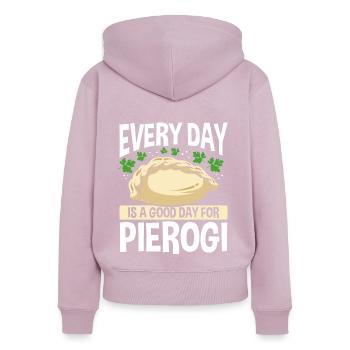 Pierogi Making Every Day est un bon jour pour Pierogi - Sweat à capuche zippé Premium bio Femme - rose poudré - Dos - Julia (174cm)