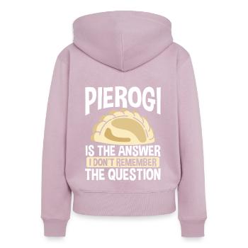 Pierogi is the answer Traditional Polish Maker - Women's Premium Organic Zip Hoodie - dusky pink - Back - Julia (174cm)