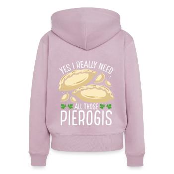 Pierogi Maker Oui j’ai vraiment besoin de nourriture polonaise - Sweat à capuche zippé Premium bio Femme - rose poudré - Dos - Julia (174cm)