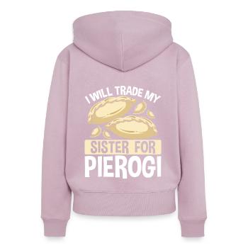 Pierogi Maker échange ma sœur pour de la nourriture polonaise - Sweat à capuche zippé Premium bio Femme - rose poudré - Dos - Julia (174cm)